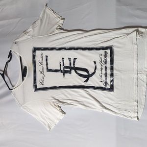 Elvis & Jesus Men's Size Large White & Black Tee Shirt